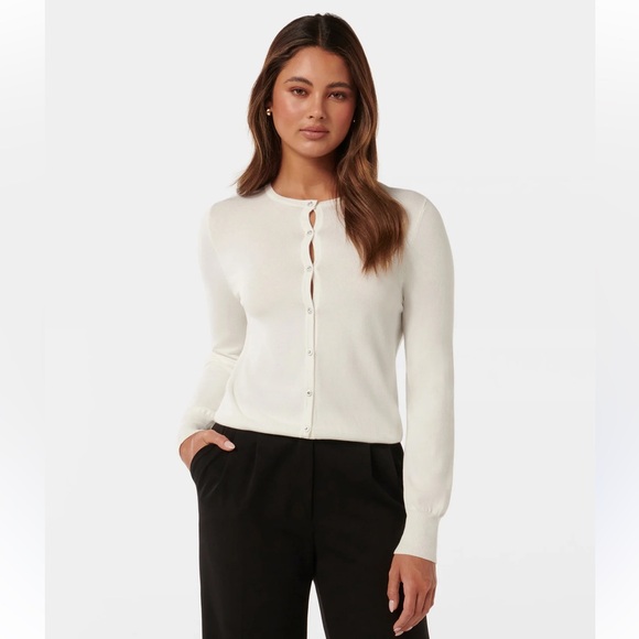 House of Harlow 1960 Ivory 100% Cashmere Cardigan Sweater Large - Picture 5 of 14